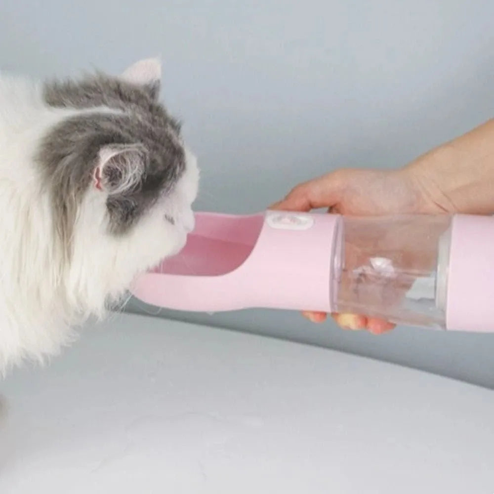 Pet Supplies 2-in-1 Pet Water Bottle Portable Plastic Pet Drinking Feeder Leakproof Pet Food Feeder Outdoor