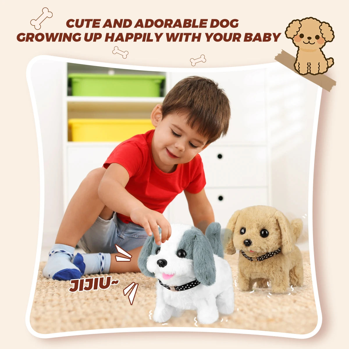 1Pc Simulation Electric Plush Dog Teddy Puppy Walking Sound Nodding Electronic Pet Toy For Boys and Girls Gifts