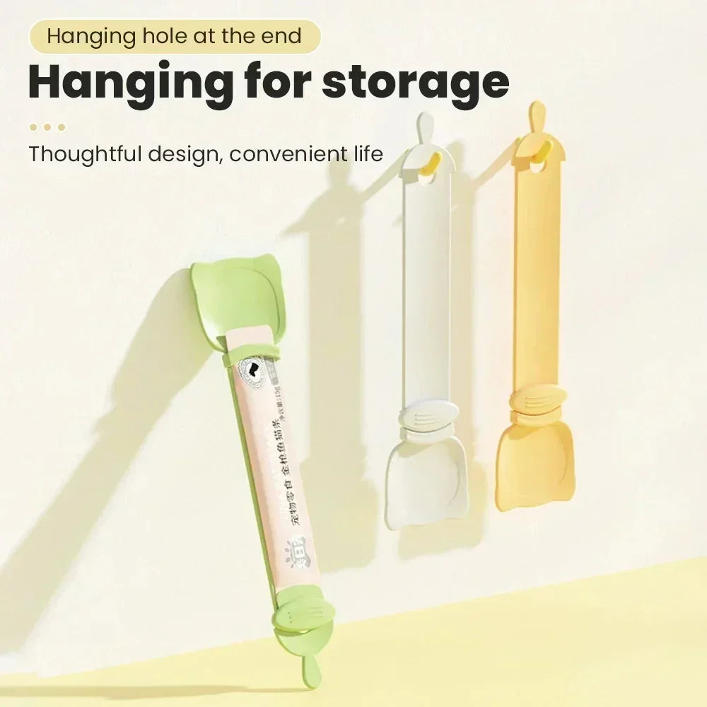 Pet Feed Spoon Food Scoop Cat Strip Squeezer Feeder Dispenser Indoors Puppy Kitten Snack Liquid Food Scoop Kitty Pet Supplies