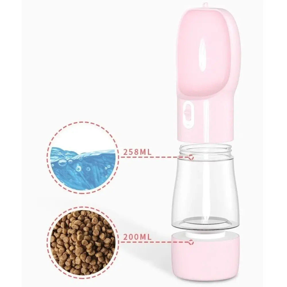 Pet Supplies 2-in-1 Pet Water Bottle Portable Plastic Pet Drinking Feeder Leakproof Puppy Water Dispenser Hiking