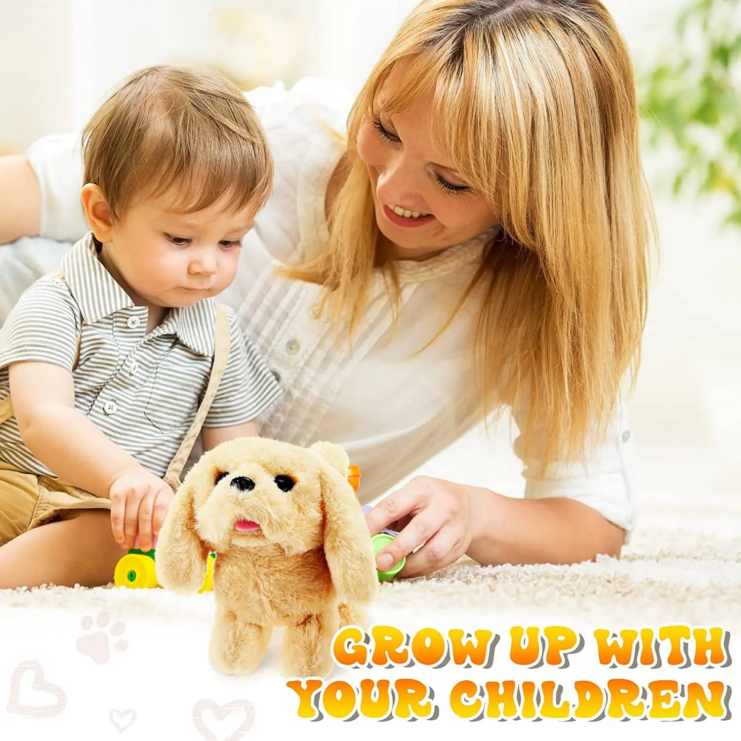 18CM Electric Simulation Puppy Plush Toys Interactive Dog Robot  Walking Barking Tail Wagging Toy for Kids Birthday Xmas Gift