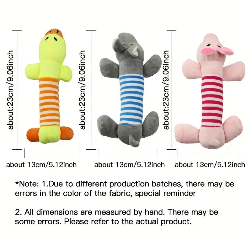 1 Pet Dogs, Cats, Plush Cartoon Embroidery, Bite Resistant and Stress Relieving, Ducks, Pigs, Elephants, Cute Vocalizations Toys