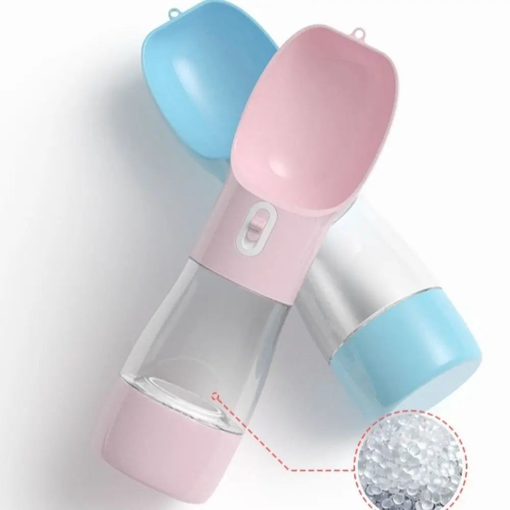 Pet Supplies 2-in-1 Pet Water Bottle Portable Plastic Pet Drinking Feeder Leakproof Puppy Water Dispenser Hiking