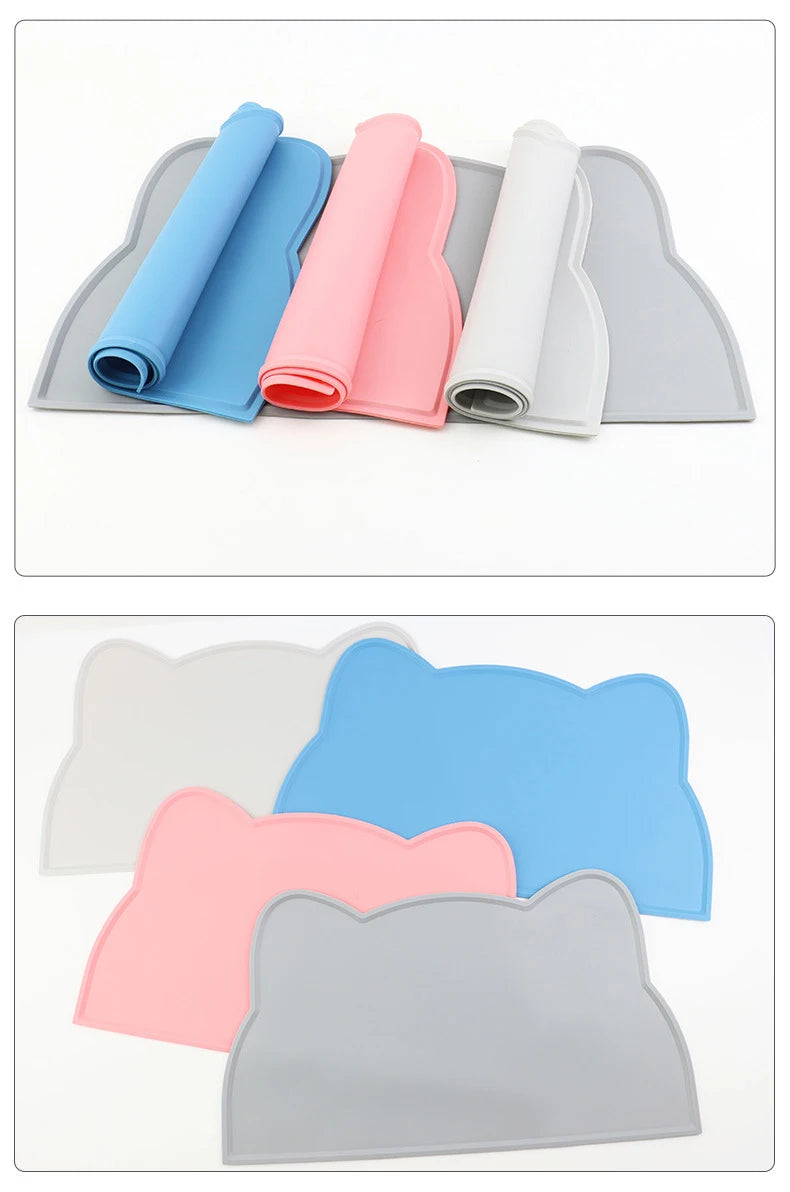 1pc, pet placemats, cat silicone placemats for feeding, easy to clean, anti-slip, raised edges, suitable for both cats and dogs