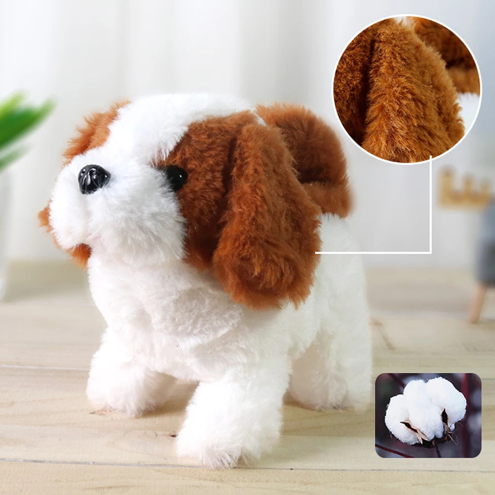 18CM Electric Simulation Puppy Plush Toys Interactive Dog Robot  Walking Barking Tail Wagging Toy for Kids Birthday Xmas Gift