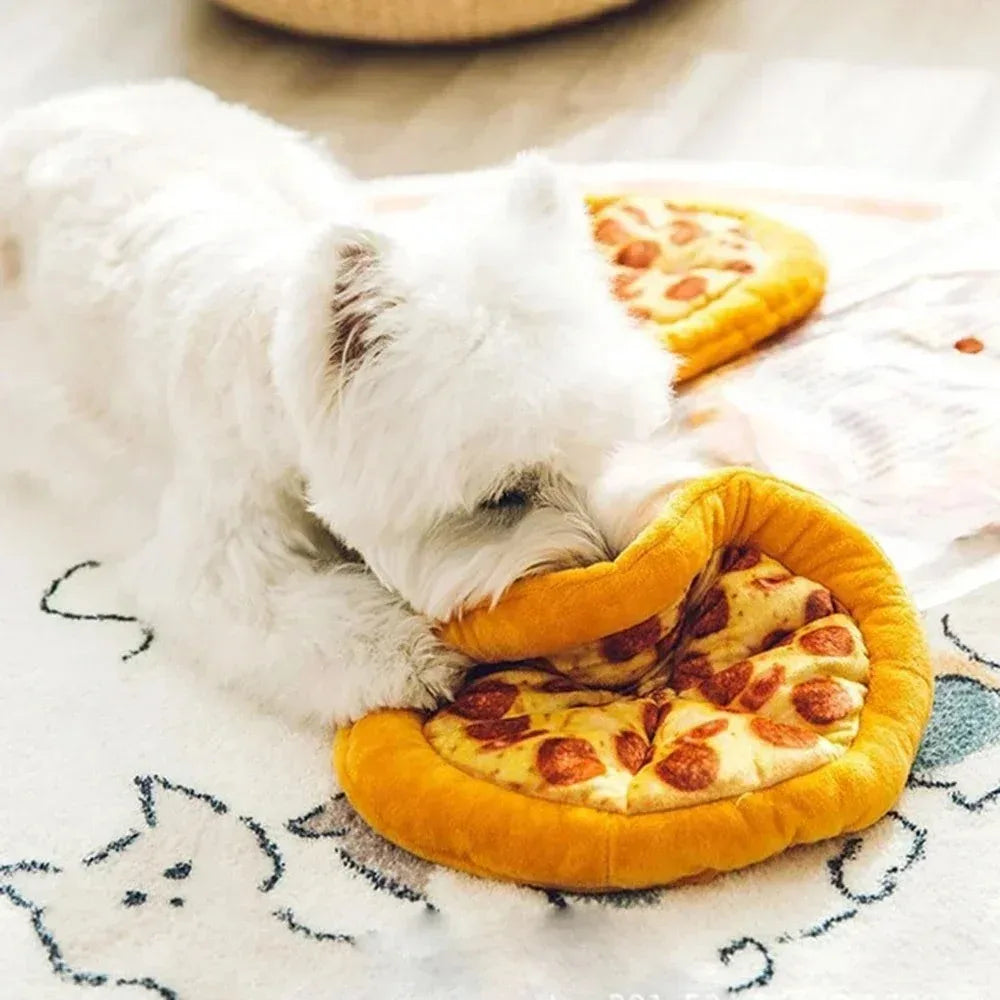 1pc Pizza Design Pet Plush Chew Toy - Durable Squeaky Teeth Grinding Toy, for Dogs Interactive Play, Bite-Resistant Pet Supplies