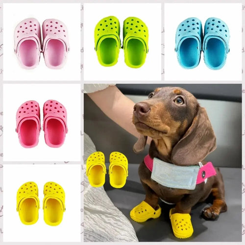 1 Pair Dog Accessories Non-slip Pet Sandals Comfortable Breathable Dog Hole Shoe EVA Soft-soled Dog Rain Boots for Cats