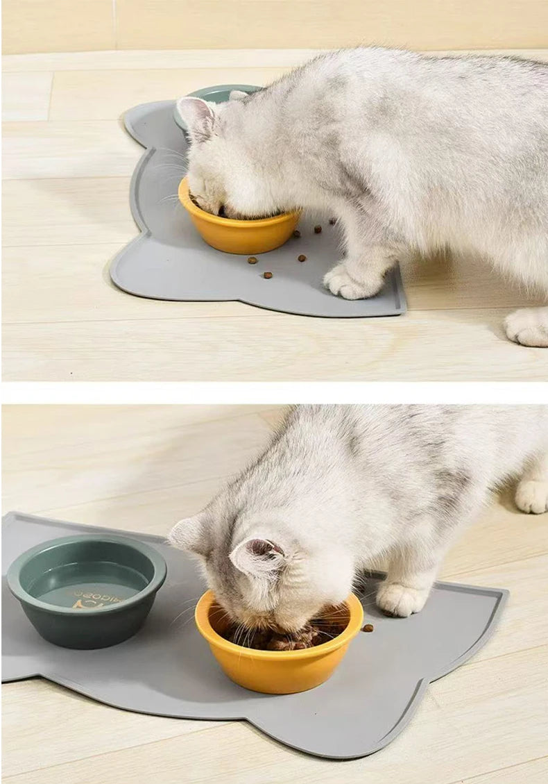 1pc, pet placemats, cat silicone placemats for feeding, easy to clean, anti-slip, raised edges, suitable for both cats and dogs