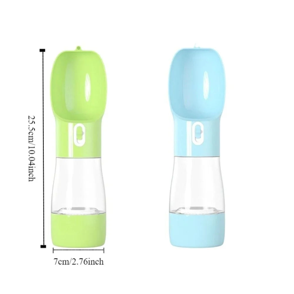 Pet Supplies 2-in-1 Pet Water Bottle Portable Plastic Pet Drinking Feeder Leakproof Puppy Water Dispenser Hiking