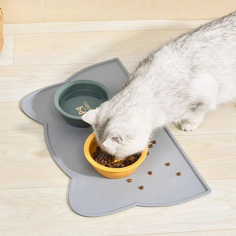 1pc, pet placemats, cat silicone placemats for feeding, easy to clean, anti-slip, raised edges, suitable for both cats and dogs