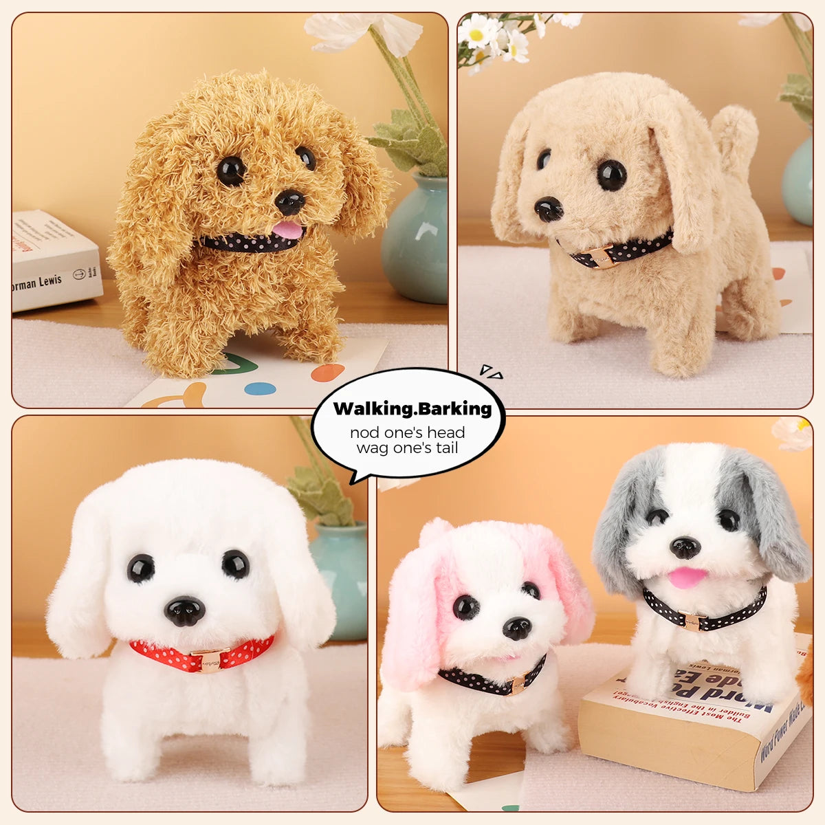 1Pc Simulation Electric Plush Dog Teddy Puppy Walking Sound Nodding Electronic Pet Toy For Boys and Girls Gifts