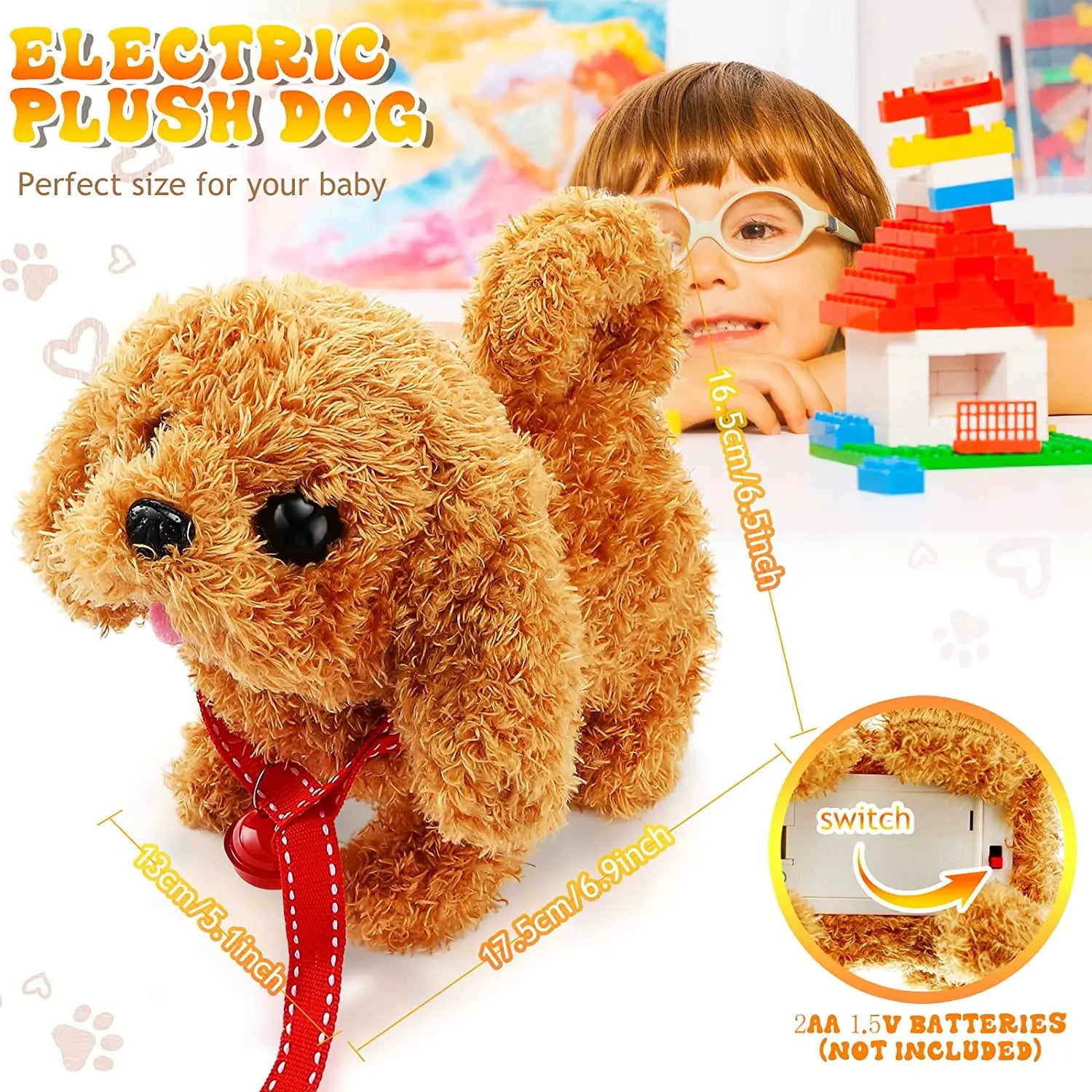 18CM Electric Simulation Puppy Plush Toys Interactive Dog Robot  Walking Barking Tail Wagging Toy for Kids Birthday Xmas Gift