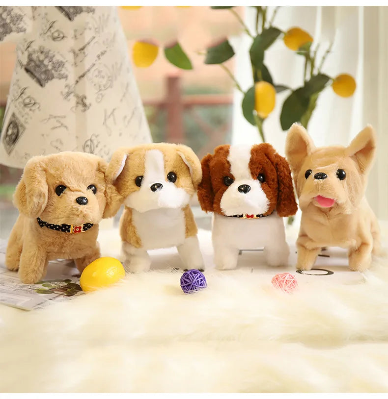 18CM Electric Simulation Puppy Plush Toys Interactive Dog Robot  Walking Barking Tail Wagging Toy for Kids Birthday Xmas Gift