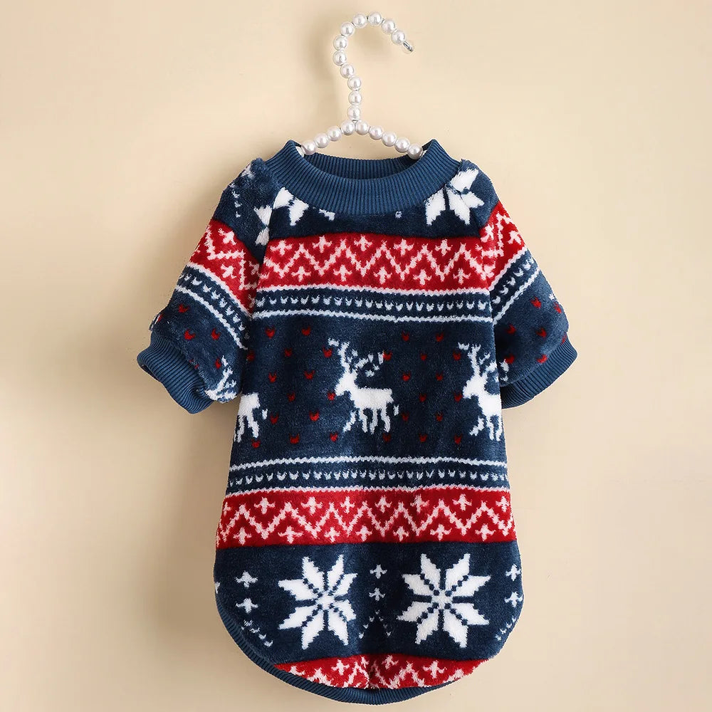 1PC Pet Sweater Christmas Autumn and Winter Warm Simple and Comfortable Printed Clothes Dog Clothes