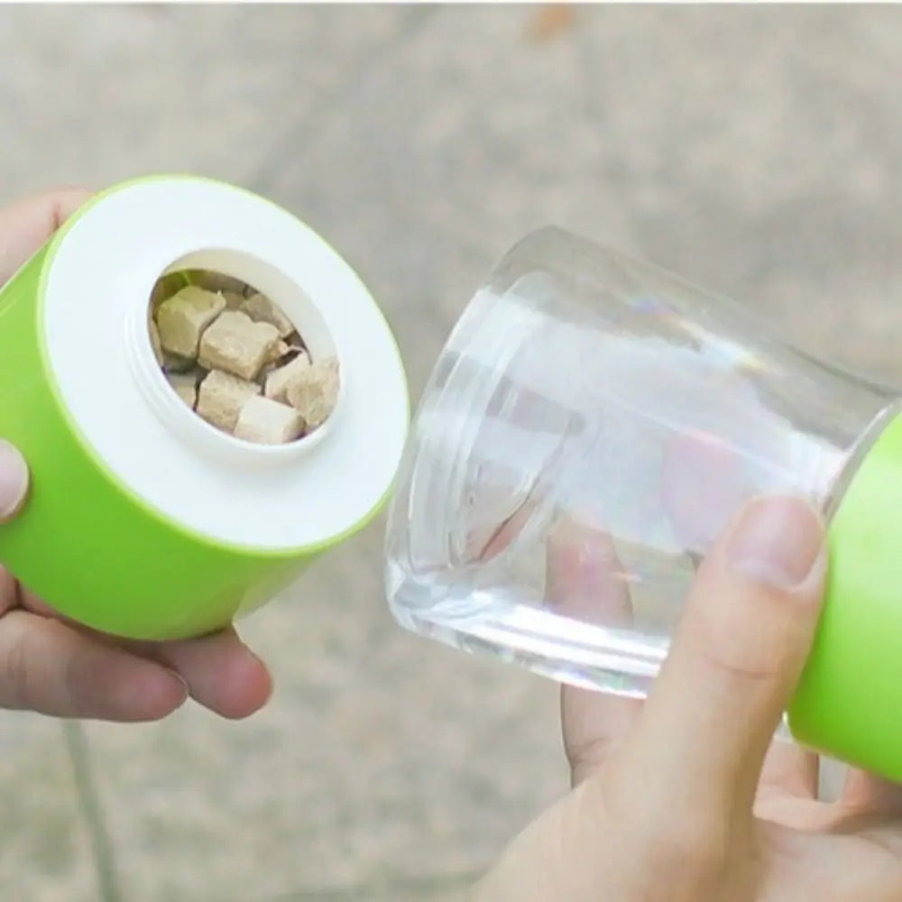 Pet Supplies 2-in-1 Pet Water Bottle Portable Plastic Pet Drinking Feeder Leakproof Puppy Water Dispenser Hiking