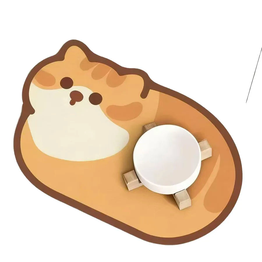 Pet Feeding Mat-Absorbent Pet high feet bowl with Waterproof Rubber Backing Quick Dry Water Mat for Dog Cat supplies