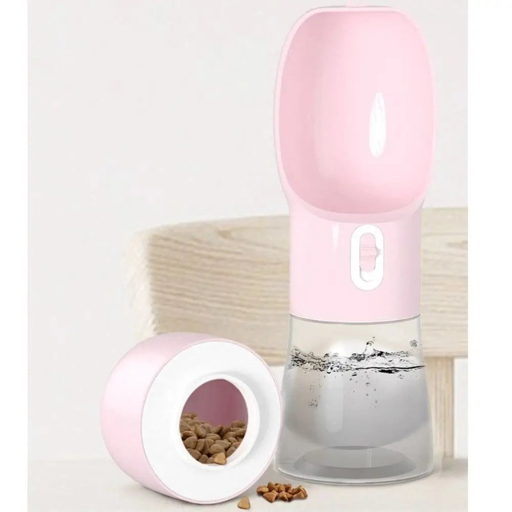 Pet Supplies 2-in-1 Pet Water Bottle Portable Plastic Pet Drinking Feeder Leakproof Pet Food Feeder Outdoor