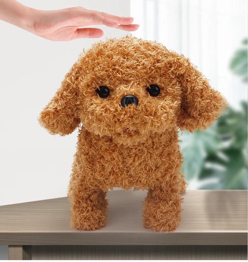 18CM Electric Simulation Puppy Plush Toys Interactive Dog Robot  Walking Barking Tail Wagging Toy for Kids Birthday Xmas Gift