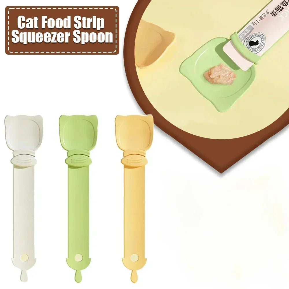 Pet Feed Spoon Food Scoop Cat Strip Squeezer Feeder Dispenser Indoors Puppy Kitten Snack Liquid Food Scoop Kitty Pet Supplies