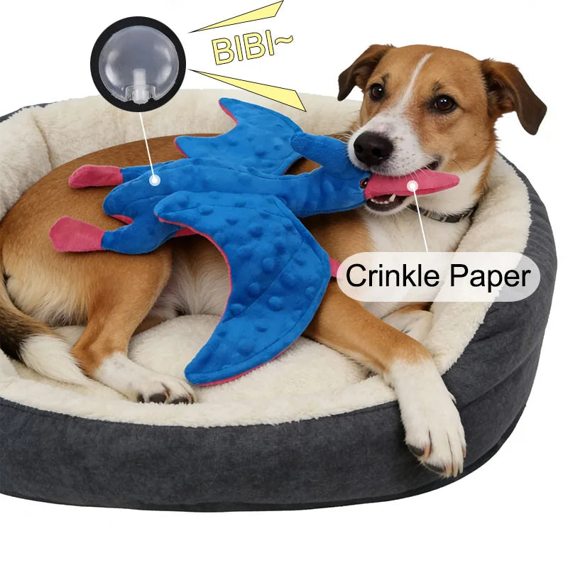 Pet Supplies Dinosaur Toys Dog Tough Toys  Plush Dog Toy Dog Squeak Toys Pet Tooth Chew Toy Suitable For Small Medium Large Dogs