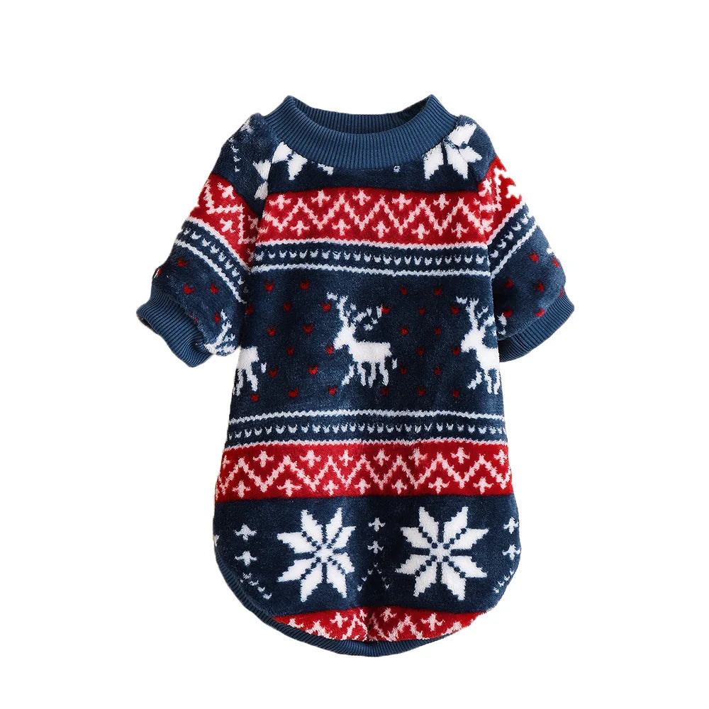 1PC Pet Sweater Christmas Autumn and Winter Warm Simple and Comfortable Printed Clothes Dog Clothes