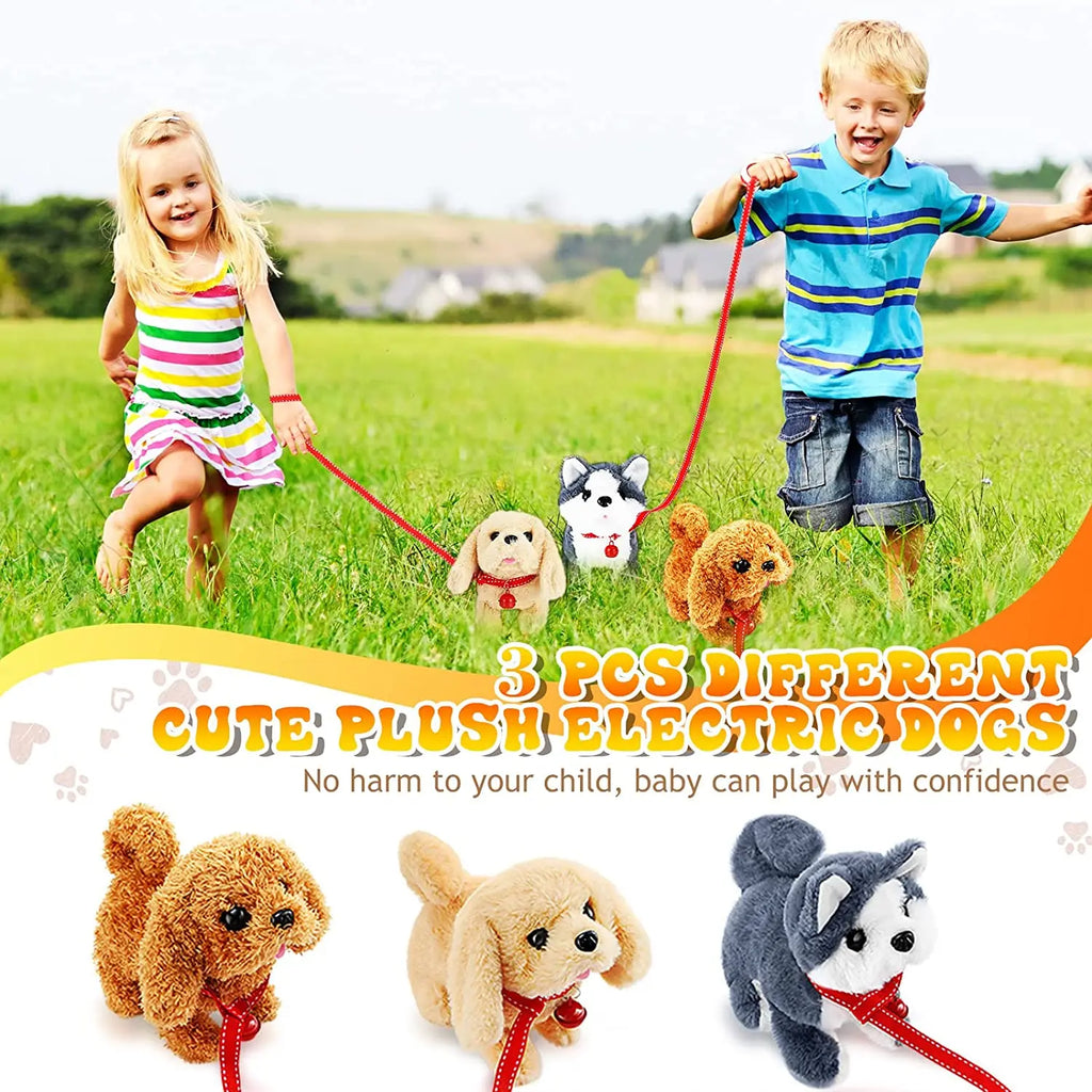 18CM Electric Simulation Puppy Plush Toys Interactive Dog Robot  Walking Barking Tail Wagging Toy for Kids Birthday Xmas Gift