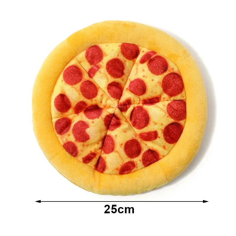 1pc Pizza Design Pet Plush Chew Toy - Durable Squeaky Teeth Grinding Toy, for Dogs Interactive Play, Bite-Resistant Pet Supplies