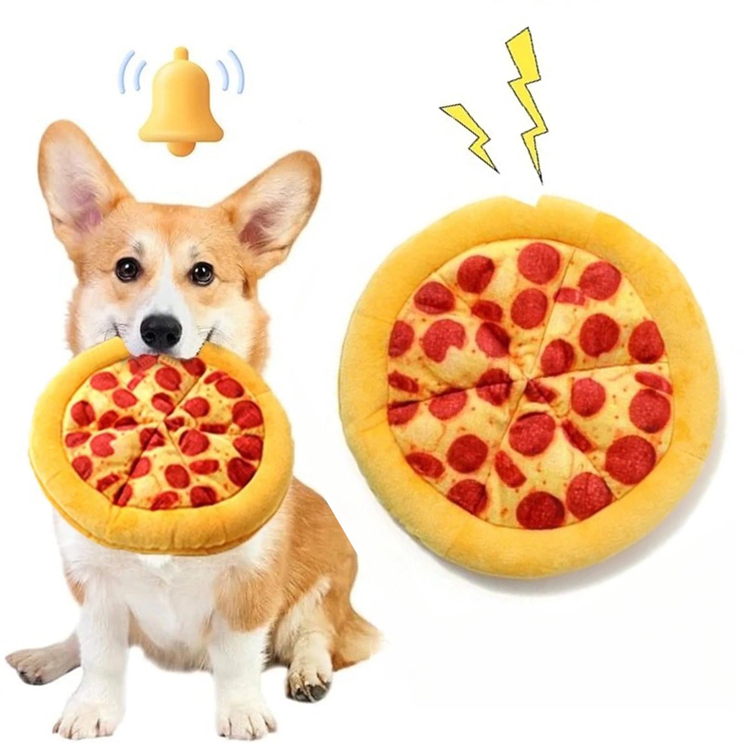 1pc Pizza Design Pet Plush Chew Toy - Durable Squeaky Teeth Grinding Toy, for Dogs Interactive Play, Bite-Resistant Pet Supplies